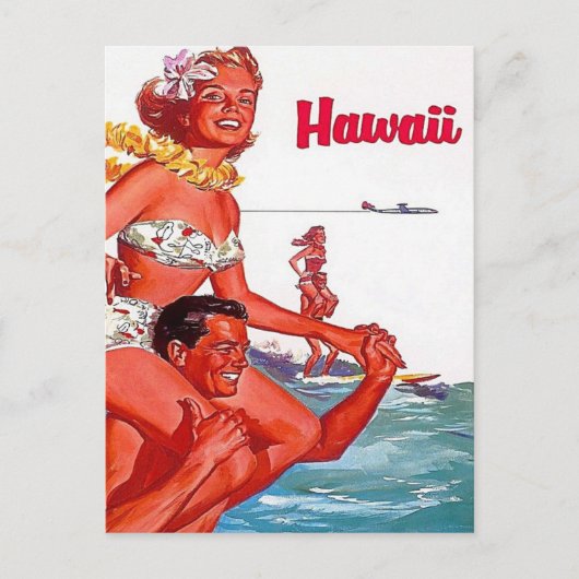 Bezoek Hawaii - Surfen - Vintage-reizen Briefkaart (Voorkant)