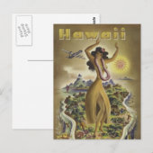 Bezoek Hawaii - Vintage-reis Briefkaart (Voorkant / Achterkant)