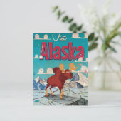 Bezoek het alaska Cartoon Vintage Poster Briefkaart (Staand voorkant)