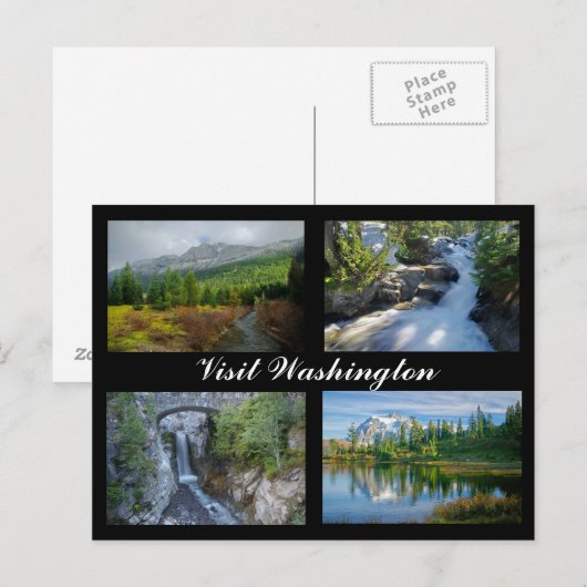 Bezoek het briefkaart van Washington (Voorkant / Achterkant)