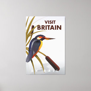 Bezoek het Britse vintage-poster. Canvas Afdruk