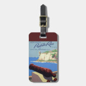 Bezoek het fort El Morro, Puerto Rico, het oude Sa Bagagelabel (Voorkant verticaal)