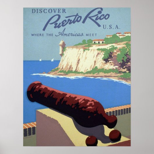 Bezoek het fort El Morro, Puerto Rico, het oude Sa Poster (Voorkant)