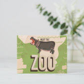 Bezoek het oude reisposter van de dierentuin briefkaart (Staand voorkant)