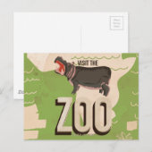 Bezoek het oude reisposter van de dierentuin briefkaart (Voorkant / Achterkant)