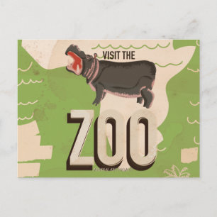 Bezoek het oude reisposter van de dierentuin briefkaart