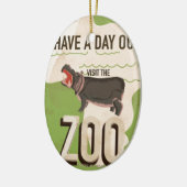 Bezoek het oude Reisposter van de Dierentuin Keramisch Ornament (Links)