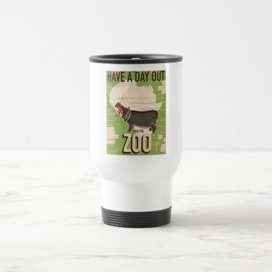 Bezoek het oude reisposter van de dierentuin reisbeker (Center)