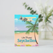 Bezoek het Paradijs! Seychellen reisposter Briefkaart (Staand voorkant)