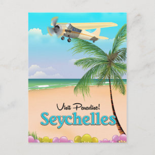 Bezoek het Paradijs! Seychellen reisposter Briefkaart