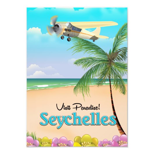Bezoek het Paradijs! Seychellen reisposter Foto Afdruk (Voorkant)