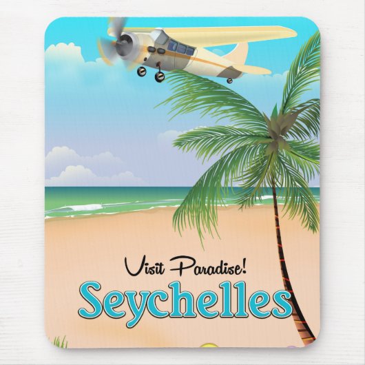 Bezoek het Paradijs! Seychellen reisposter Muismat (Voorkant)