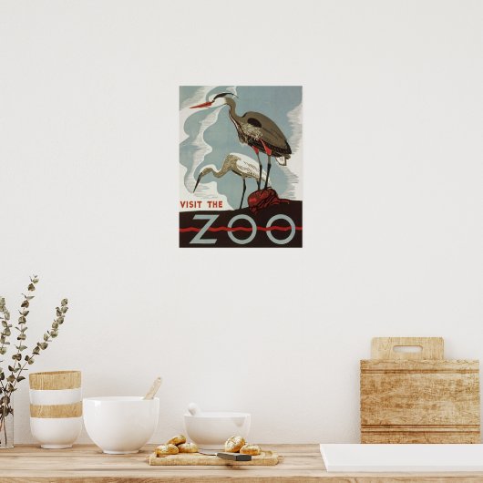  bezoek het poster van de dierentuin met vogelkraa (Keuken)
