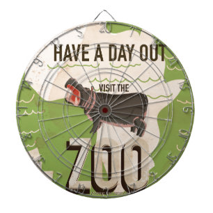 Bezoek het Poster van de Vintage-reis van Zoo Dartbord