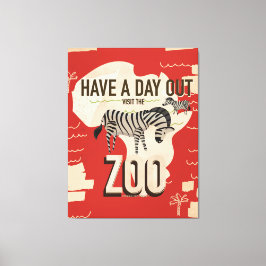 Bezoek het Poster van de Vintage-reis van Zoo Zebr Canvas Afdruk