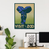Bezoek het  Poster van WPA van de  van Zoo Elephan (Thuiskantoor)
