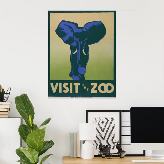 Bezoek het Poster van WPA van de van Zoo Elephan (Thuiskantoor)