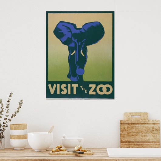 Bezoek het  Poster van WPA van de  van Zoo Elephan (Keuken)