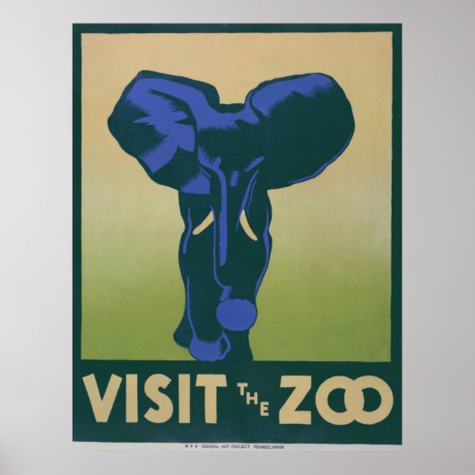 Bezoek het  Poster van WPA van de  van Zoo Elephan (Voorkant)