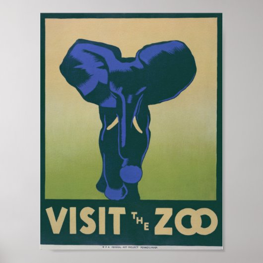 Bezoek het Poster van WPA van de van Zoo Elephan (Voorkant)