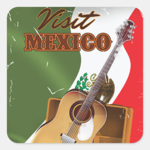 Bezoek het poster voor het reizen naar Mexico vint Vierkante Sticker
