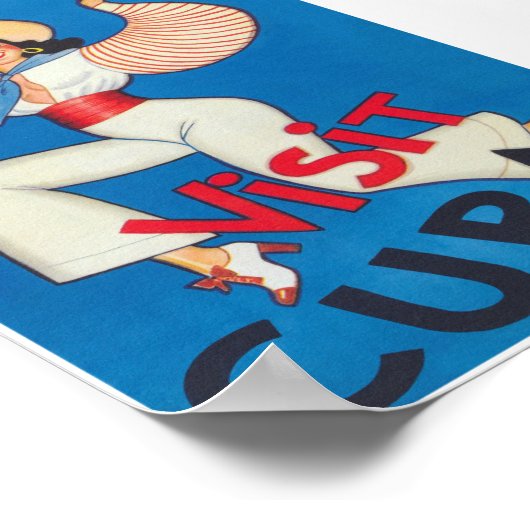 Bezoek het Poster voor reizen naar Cuba Retro Vint (Hoek)
