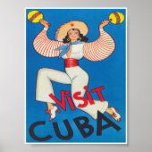 Bezoek het Poster voor reizen naar Cuba Retro Vint (Voorkant)