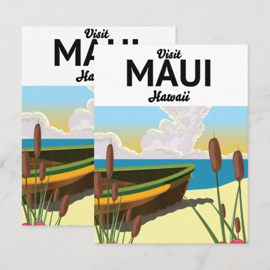 Bezoek het toeristische poster van Maui Hawaii (Voorkant / Achterkant)