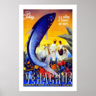 Bezoek het Veracruz Mexico van de jaren 40 dat vin Poster