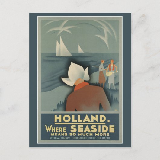  Bezoek Holland Retro Tourism Travel Briefkaart (Voorkant)