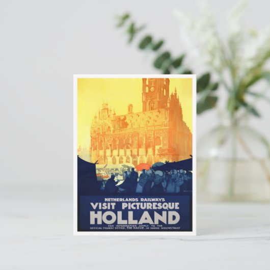 Bezoek Holland vintage-Briefkaart Briefkaart (Staand voorkant)
