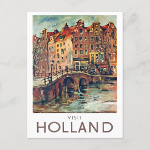 Bezoek Holland vintage-Briefkaart Briefkaart