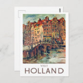 Bezoek Holland vintage-Briefkaart Briefkaart (Voorkant / Achterkant)