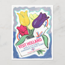 Bezoek Holland vintage-Briefkaart