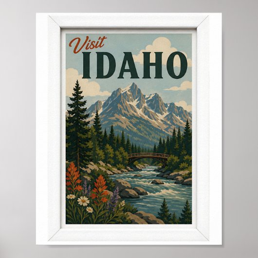Bezoek Idaho Reis Vintage Poster (Voorkant)