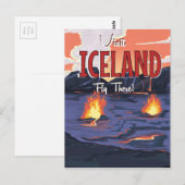 Bezoek IJsland vintage reisposter Briefkaart (Voorkant / Achterkant)