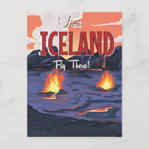 Bezoek IJsland vintage reisposter Briefkaart