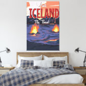 Bezoek IJsland vintage reisposter Canvas Afdruk (Insitu (Slaapkamer))