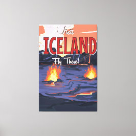 Bezoek IJsland vintage reisposter Canvas Afdruk