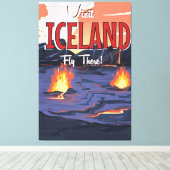 Bezoek IJsland vintage reisposter Canvas Afdruk (Insitu (Houten vloer))