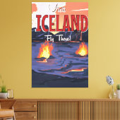 Bezoek IJsland vintage reisposter Canvas Afdruk (Insitu (Woonkamer))