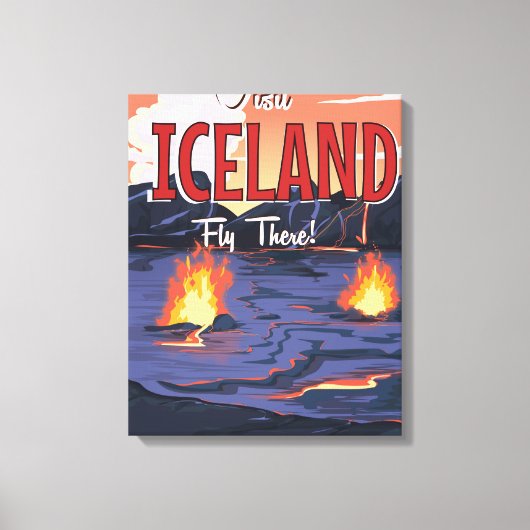 Bezoek IJsland vintage reisposter Canvas Afdruk (Voorkant)