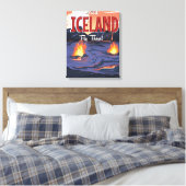 Bezoek IJsland vintage reisposter Canvas Afdruk (Insitu (Slaapkamer))