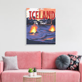 Bezoek IJsland vintage reisposter Canvas Afdruk (Insitu (Woonkamer))