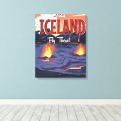 Bezoek IJsland vintage reisposter Canvas Afdruk (Insitu (Houten vloer))