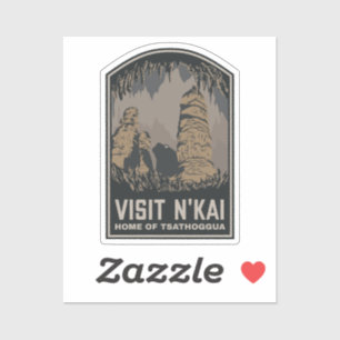 Bezoek in N'kai Travel Poster Lovecraft Tsathoggua Sticker
