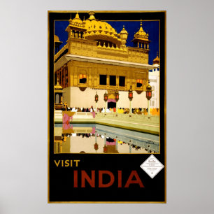 Bezoek India  1929 Reis Poster