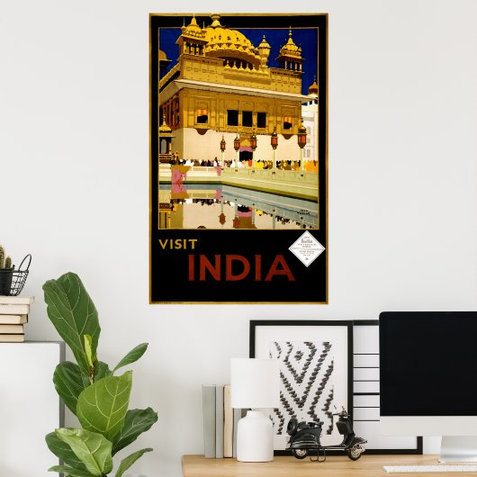 Bezoek India  1929 Reis Poster (Thuiskantoor)