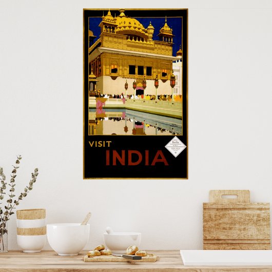 Bezoek India  1929 Reis Poster (Keuken)
