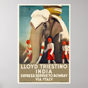 Bezoek India Bombay Olifant Vintage Reisposter Poster